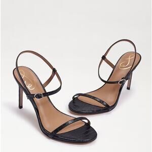 Sam Edelman Doran Strappy Heeled Sandal in Black Crocodile size 8